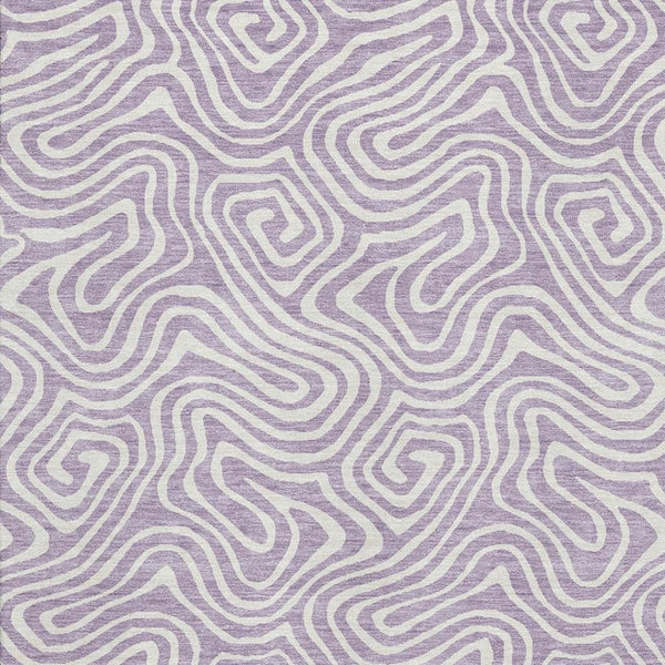 HomeRoots 8' X 10' Contemporary Lavender & Ivory Abstract Washable Area Rug with UV Protection & Durability 680883