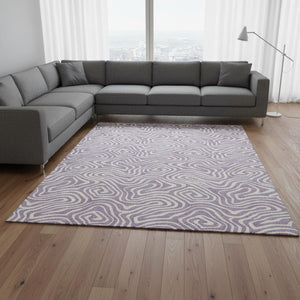 HomeRoots 9' X 12' Abstract Lavender and Ivory Area Rug - Washable, UV-Protected, Pet-Friendly Design for Homes 680884