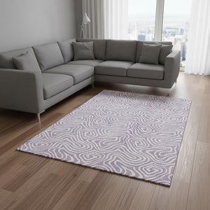 HomeRoots 10' X 14' Lavender & Ivory Abstract Area Rug - Durable, Washable, UV-Protected for Stylish Spaces 680885