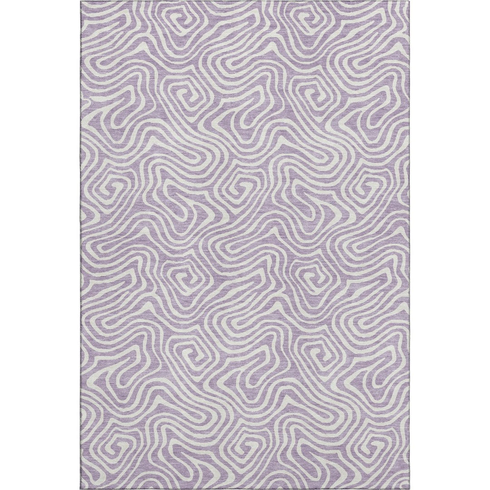 HomeRoots 10' X 14' Lavender & Ivory Abstract Area Rug - Durable, Washable, UV-Protected for Stylish Spaces 680885