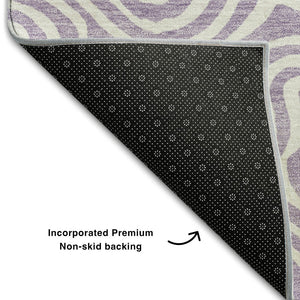 HomeRoots 10' X 14' Lavender & Ivory Abstract Area Rug - Durable, Washable, UV-Protected for Stylish Spaces 680885
