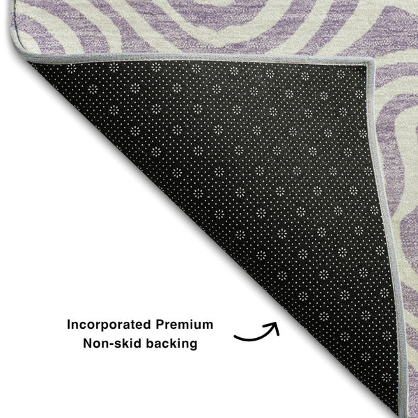 HomeRoots 10' X 14' Lavender & Ivory Abstract Area Rug - Durable, Washable, UV-Protected for Stylish Spaces 680885