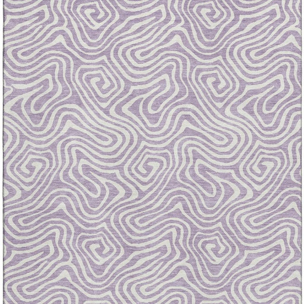 HomeRoots 10' X 14' Lavender & Ivory Abstract Area Rug - Durable, Washable, UV-Protected for Stylish Spaces 680885