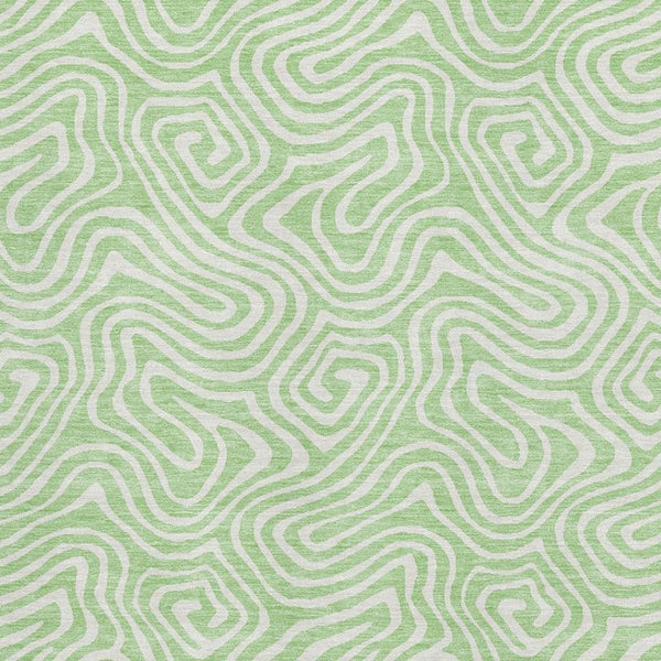 HomeRoots 8' X 10' Mint Green & Ivory Abstract Area Rug - Washable, UV-Protected, Stylish & Durable Design 680889
