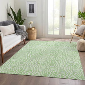 HomeRoots 10' X 14' Mint Green & Ivory Abstract Area Rug – Stylish, Durable, Washable, UV Resistant for Homes 680891