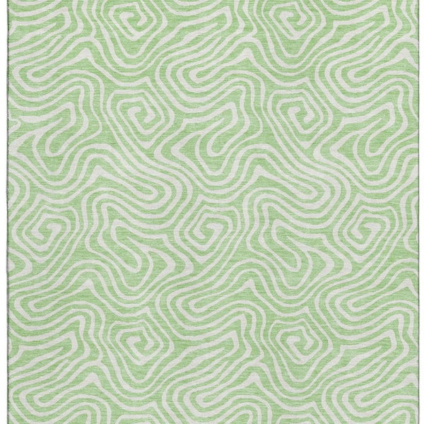 HomeRoots 10' X 14' Mint Green & Ivory Abstract Area Rug – Stylish, Durable, Washable, UV Resistant for Homes 680891