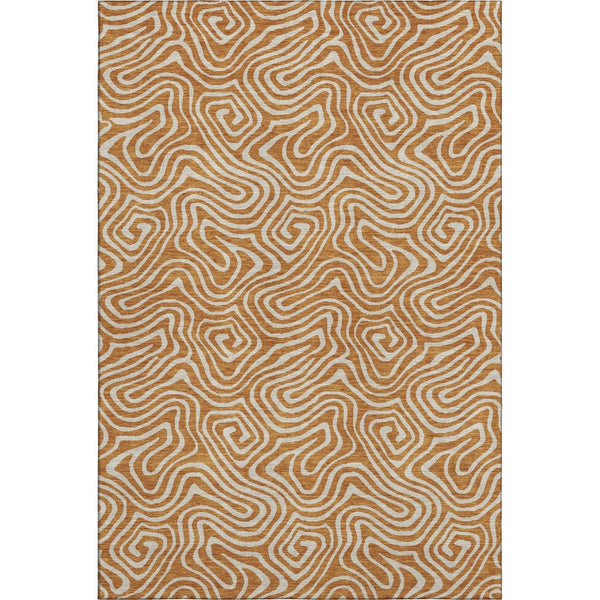 HomeRoots 8' X 10' Modern Rust & Beige Abstract Area Rug – Washable, Stain-Resistant, UV Protected Design 680895