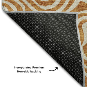 HomeRoots 8' X 10' Modern Rust & Beige Abstract Area Rug – Washable, Stain-Resistant, UV Protected Design 680895