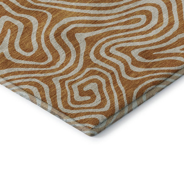 HomeRoots 8' X 10' Modern Rust & Beige Abstract Area Rug – Washable, Stain-Resistant, UV Protected Design 680895