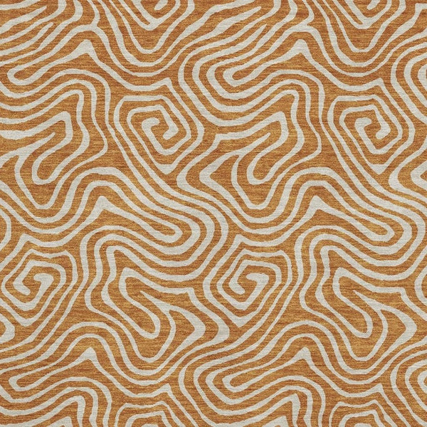 HomeRoots 8' X 10' Modern Rust & Beige Abstract Area Rug – Washable, Stain-Resistant, UV Protected Design 680895
