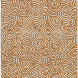 HomeRoots 8' X 10' Modern Rust & Beige Abstract Area Rug – Washable, Stain-Resistant, UV Protected Design 680895