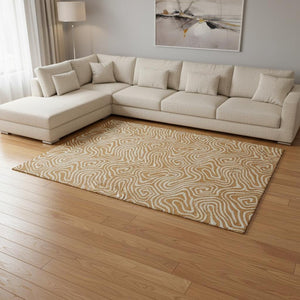 HomeRoots 9' X 12' Stunning Rust and Beige Abstract Area Rug - Washable, UV Protected, Stain Resistant & Durable 680896