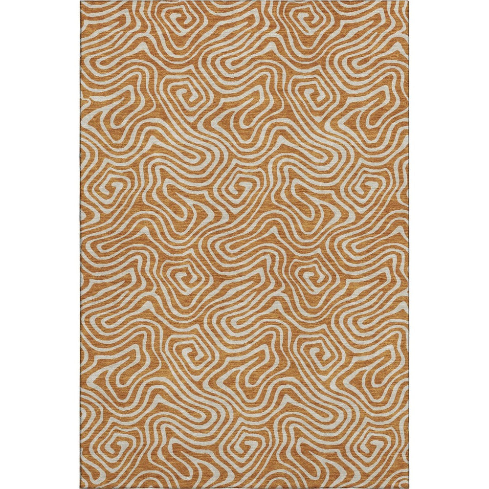 HomeRoots 9' X 12' Stunning Rust and Beige Abstract Area Rug - Washable, UV Protected, Stain Resistant & Durable 680896