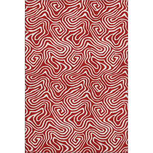 HomeRoots 5' X 8' Red And Ivory Abstract Washable Area Rug - Durable, Stain-Resistant, UV Protected Design! 680899