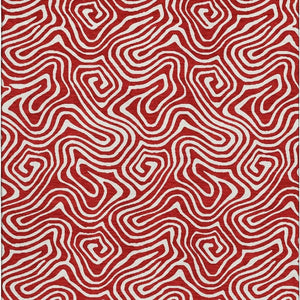 HomeRoots 5' X 8' Red And Ivory Abstract Washable Area Rug - Durable, Stain-Resistant, UV Protected Design! 680899