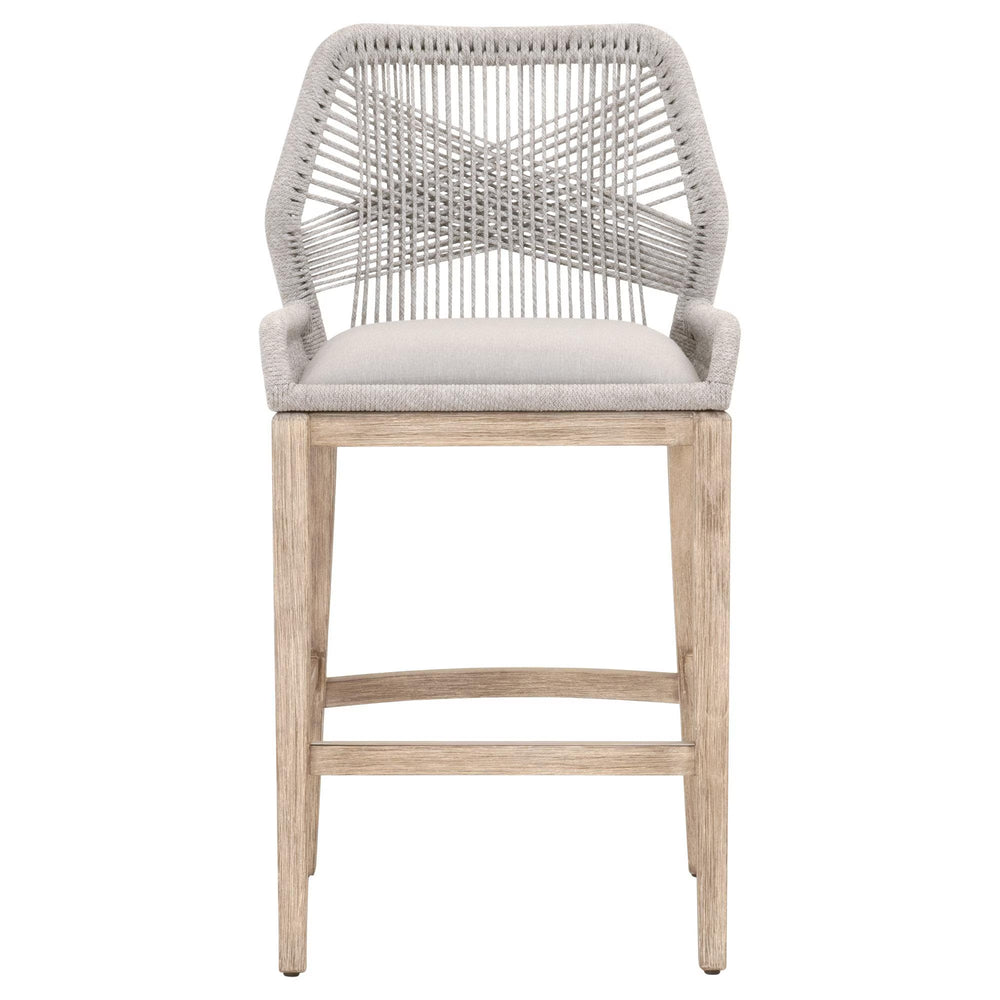 Essentials for Living Loom Barstool Woven Polypropylene Rope Seat Aluminum Frame Coastal Kitchen Bar Stool 6808BS.WTA/PUM/NG
