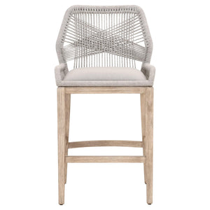 Essentials for Living Loom Barstool Woven Polypropylene Rope Seat Aluminum Frame Coastal Kitchen Bar Stool 6808BS.WTA/PUM/NG
