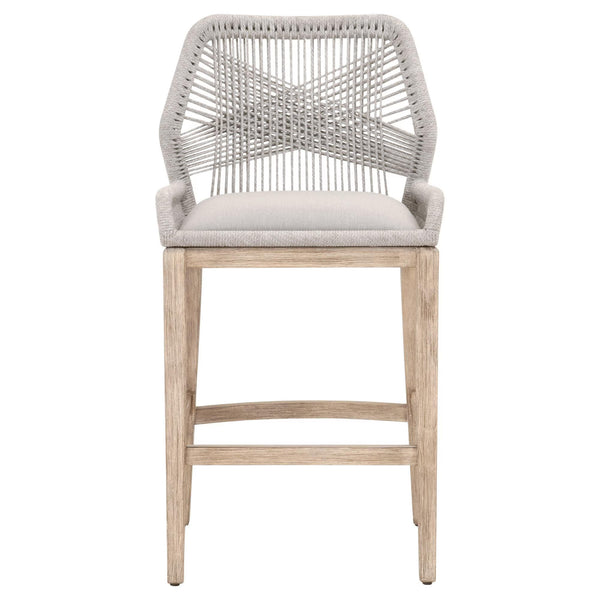 Essentials for Living Loom Barstool Woven Polypropylene Rope Seat Aluminum Frame Coastal Kitchen Bar Stool 6808BS.WTA/PUM/NG