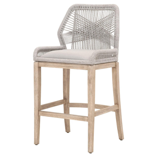 Essentials for Living Loom Barstool Woven Polypropylene Rope Seat Aluminum Frame Coastal Kitchen Bar Stool 6808BS.WTA/PUM/NG