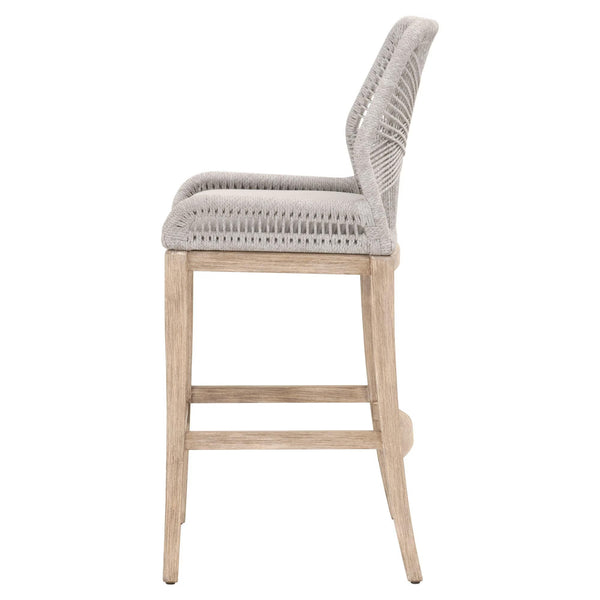 Essentials for Living Loom Barstool Woven Polypropylene Rope Seat Aluminum Frame Coastal Kitchen Bar Stool 6808BS.WTA/PUM/NG