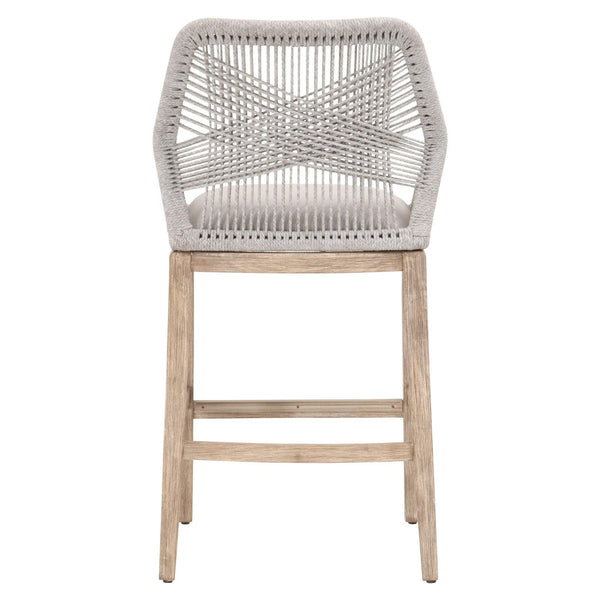 Essentials for Living Loom Barstool Woven Polypropylene Rope Seat Aluminum Frame Coastal Kitchen Bar Stool 6808BS.WTA/PUM/NG