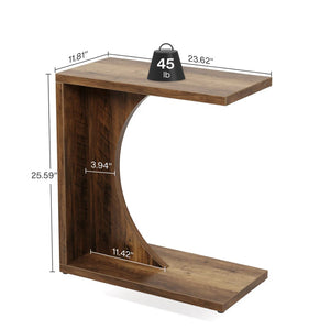 English Elm Modern Two Tier End Table Black Metal Frame Wood Grain Surface for Living Room T3971P453700