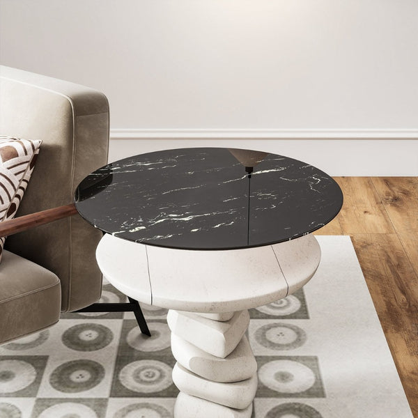 English Elm 32"inch Round Tempered Glass Tabletop Marble Print Indoor Outdoor Dining Patio Replace Black W241P361474
