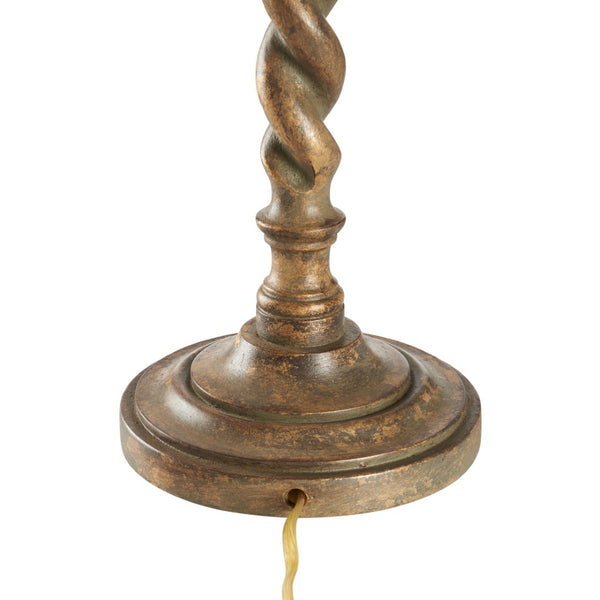 Chelsea House Barley Hand-Carved Italian Barley Twist Buffet Lamp With Antique Green Finish & Custom Shade Options 68090-2