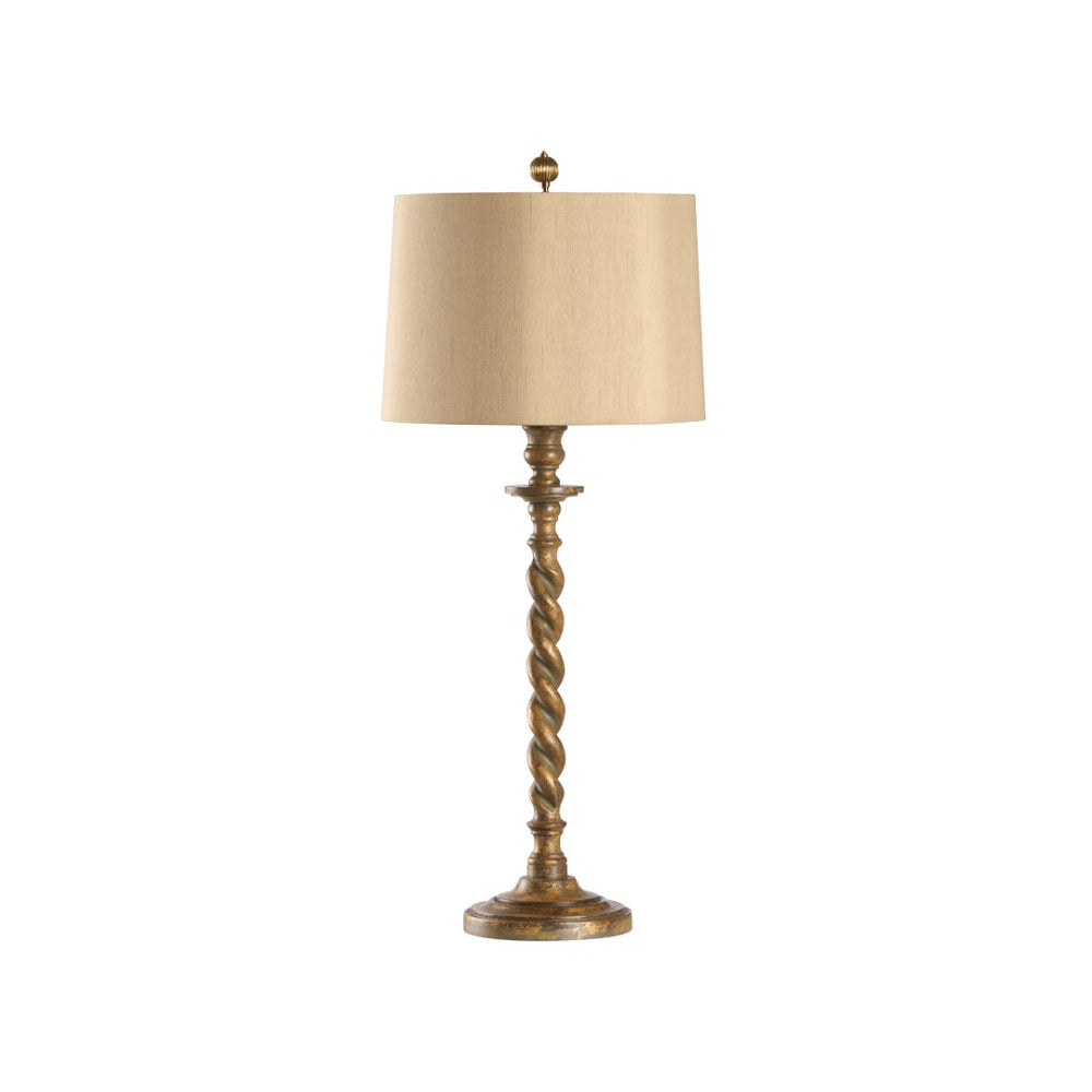 Chelsea House Barley Hand-Carved Italian Buffet Lamp With Antique Green Barley Twist Column, Compact 31" H 68090