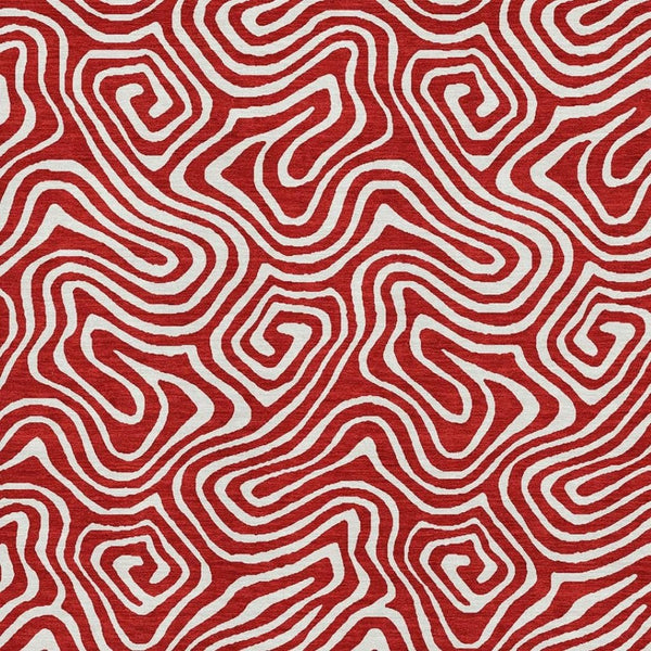 HomeRoots 8' X 10' Red And Ivory Abstract Washable Area Rug – Stain Resistant, UV Protected, Perfect for Homes! 680901