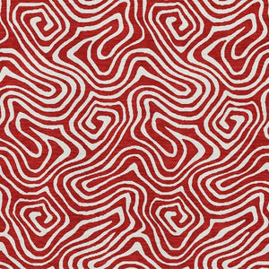 HomeRoots 9' x 12' Red and Ivory Abstract Area Rug - Washable, UV-Protected, Durable Design for Modern Homes 680902