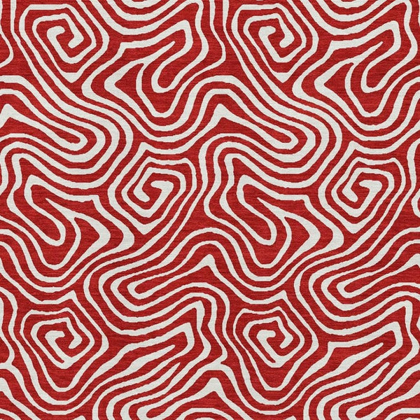 HomeRoots 9' x 12' Red and Ivory Abstract Area Rug - Washable, UV-Protected, Durable Design for Modern Homes 680902