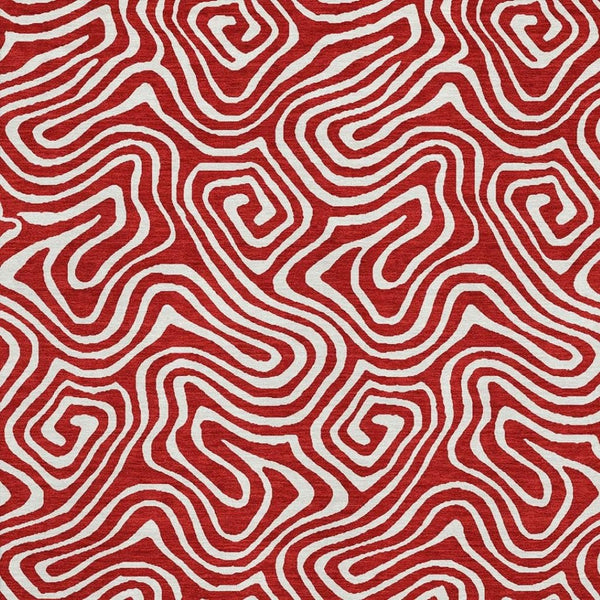 HomeRoots 10' X 14' Red And Ivory Abstract Area Rug - Durable, Washable, UV-Protected for Modern Living Spaces 680903