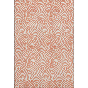 HomeRoots 5' X 8' Salmon And Ivory Abstract Area Rug – Washable, UV Protected, Durable for High-Traffic Areas 680905