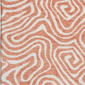 HomeRoots 5' X 8' Salmon And Ivory Abstract Area Rug – Washable, UV Protected, Durable for High-Traffic Areas 680905