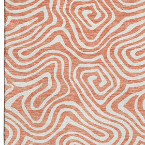 HomeRoots 5' X 8' Salmon And Ivory Abstract Area Rug – Washable, UV Protected, Durable for High-Traffic Areas 680905