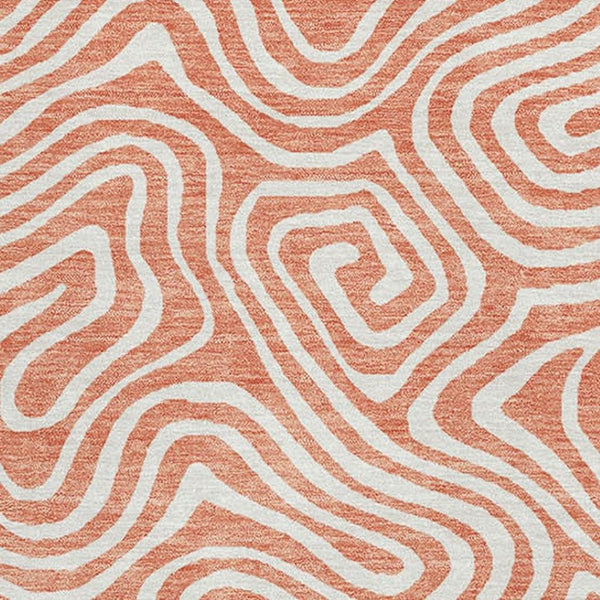 HomeRoots 9' X 12' Salmon and Ivory Abstract Area Rug - Durable, Washable, UV Protected for Busy Homes! 680908
