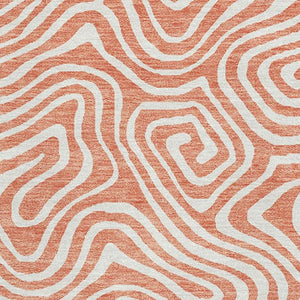 HomeRoots 10' X 14' Salmon & Ivory Abstract Washable Area Rug - UV Protected, Durable & Stain Resistant Design 680909