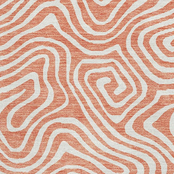 HomeRoots 10' X 14' Salmon & Ivory Abstract Washable Area Rug - UV Protected, Durable & Stain Resistant Design 680909