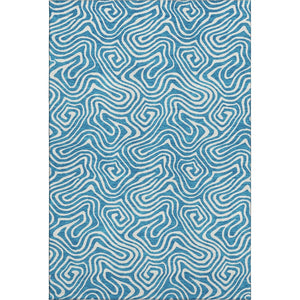 HomeRoots 5' X 8' Teal and Ivory Abstract Area Rug - Stylish, Washable, UV-Protected for Modern Living Spaces 680911