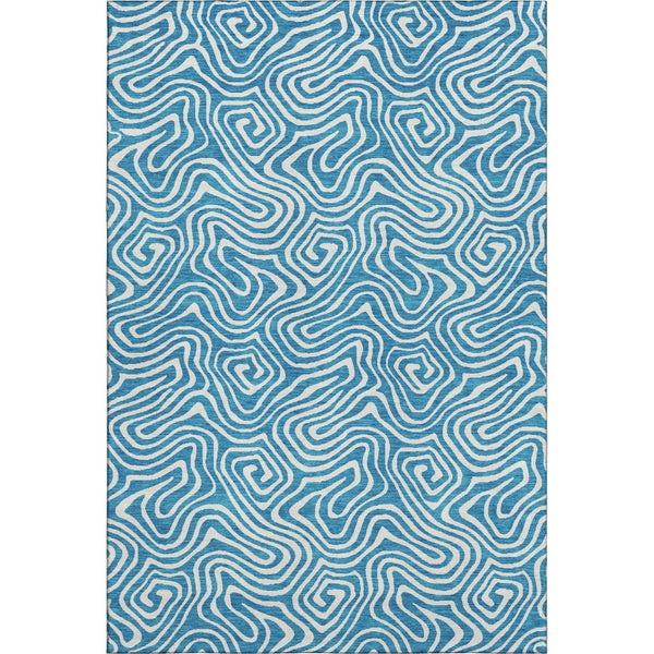 HomeRoots 5' X 8' Teal and Ivory Abstract Area Rug - Stylish, Washable, UV-Protected for Modern Living Spaces 680911