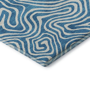 HomeRoots 5' X 8' Teal and Ivory Abstract Area Rug - Stylish, Washable, UV-Protected for Modern Living Spaces 680911