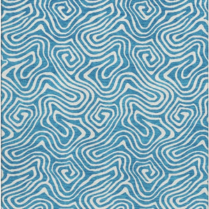 HomeRoots 5' X 8' Teal and Ivory Abstract Area Rug - Stylish, Washable, UV-Protected for Modern Living Spaces 680911