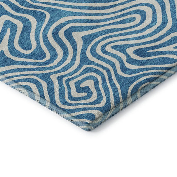 HomeRoots 8' X 10' Teal and Ivory Abstract Washable Area Rug - Durable, Stylish, UV-Protected for Busy Homes 680913