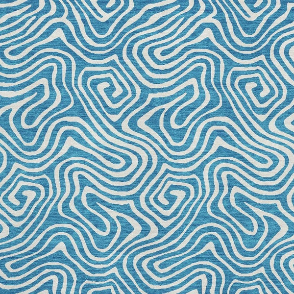 HomeRoots 9' X 12' Stylish Teal & Ivory Washable Area Rug with UV Protection for High-Traffic Homes & Pets 680914