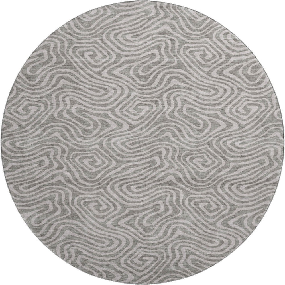 HomeRoots 8' Taupe and Ivory Abstract Round Rug - Washable, UV Protected, Soft, Durable, Ideal for Busy Homes 680918