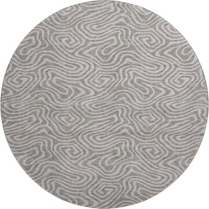 HomeRoots 8' Taupe and Ivory Abstract Round Rug - Washable, UV Protected, Soft, Durable, Ideal for Busy Homes 680918