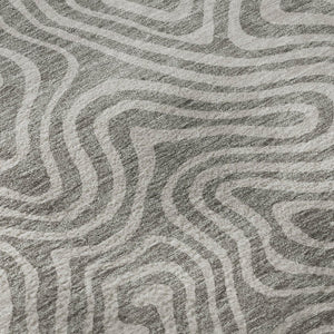 HomeRoots 8' Taupe and Ivory Abstract Round Rug - Washable, UV Protected, Soft, Durable, Ideal for Busy Homes 680918