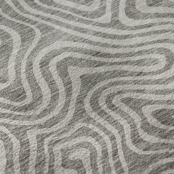 HomeRoots 8' Taupe and Ivory Abstract Round Rug - Washable, UV Protected, Soft, Durable, Ideal for Busy Homes 680918