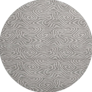 HomeRoots 8' Taupe and Ivory Abstract Round Rug - Washable, UV Protected, Soft, Durable, Ideal for Busy Homes 680918